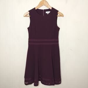 Calvin Klein A Line Dress Sleeveless Burgundy